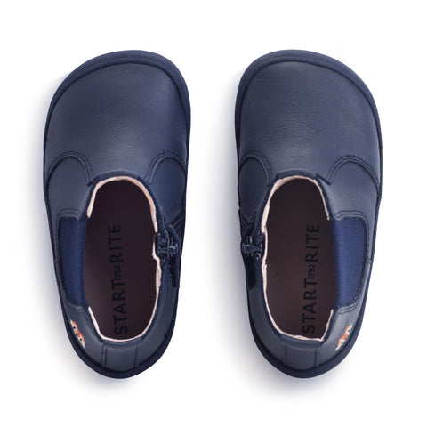 Kids First Chelsea Boots in Navy Leather with Fox Motif