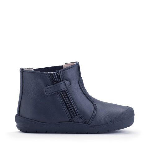 Kids First Chelsea Boots in Navy Leather with Fox Motif