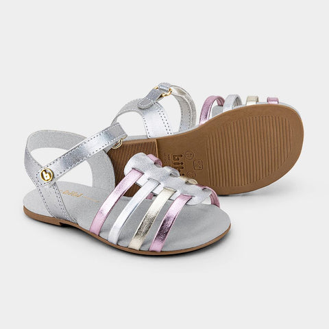 Sandals in Metallic Silver, Gold and Rose