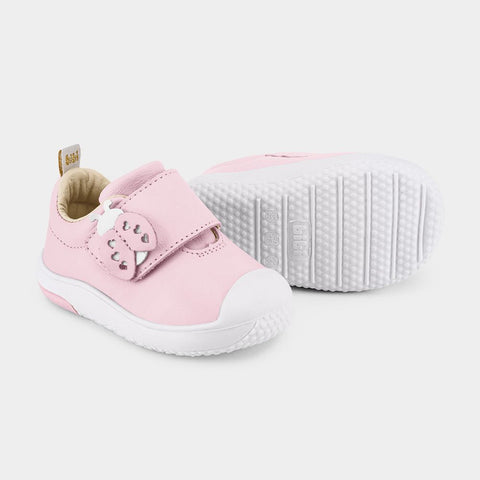 Prewalker Leather Sneakers in Pink with Velcro