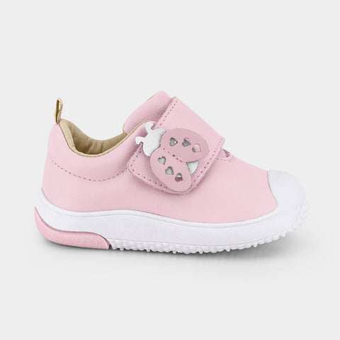 Prewalker Leather Sneakers in Pink with Velcro