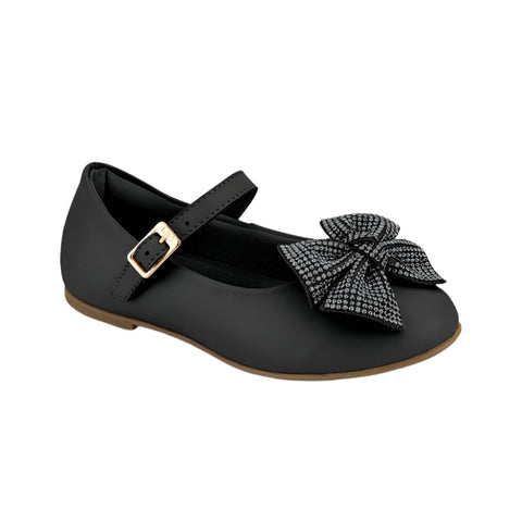Bibi Ballerinas with Strap and Bow in Black Leather