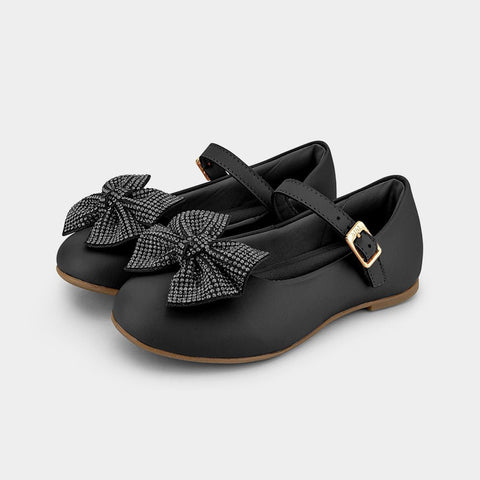 Bibi Ballerinas with Strap and Bow in Black Leather
