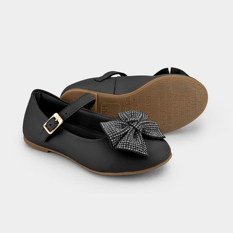 Bibi Ballerinas with Strap and Bow in Black Leather