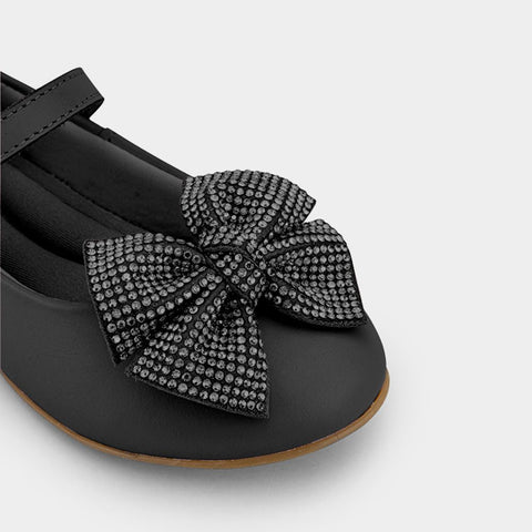 Bibi Ballerinas with Strap and Bow in Black Leather