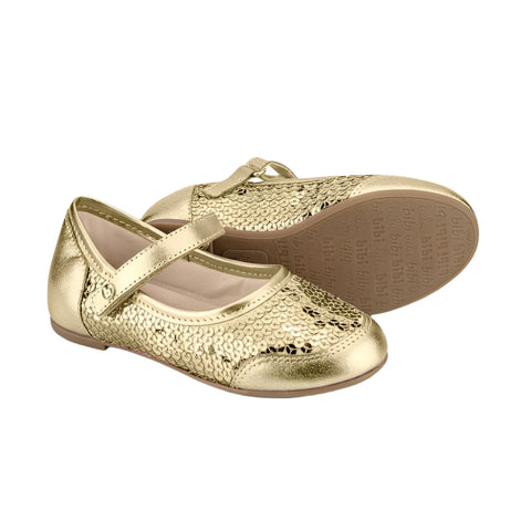 Bibi Ballerinas with Strap in Gold