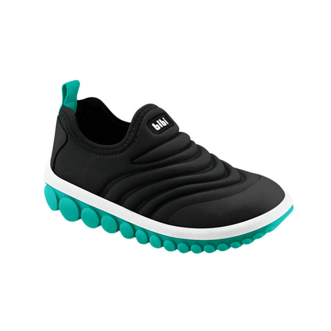 Roller Sneakers in Black and Slime Green