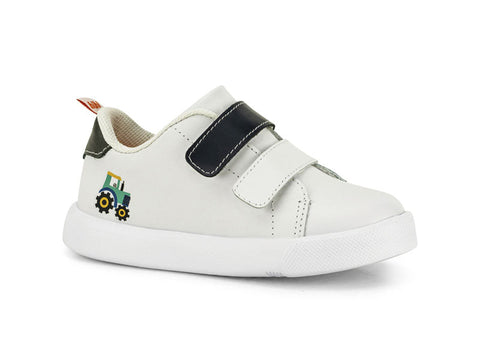 Bibi Agility Leather Sneakers in White (Tractor Print)