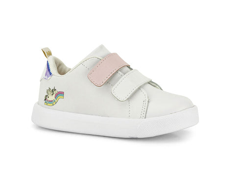 Bibi Agility Leather Sneakers in White (Unicorn Print)