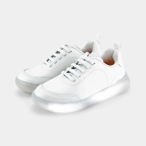 Bibi Boom Light-up Sneakers in White Leather