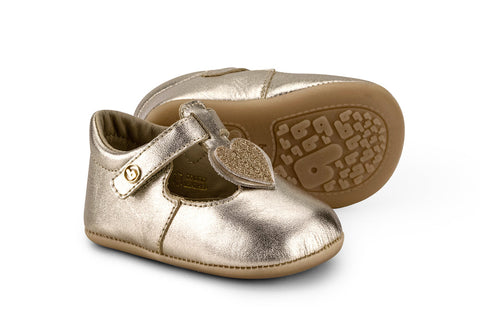 Bibi Afeto Leather Ballet Flats in Gold