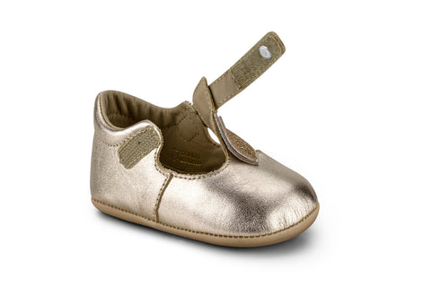 Bibi Afeto Leather Ballet Flats in Gold