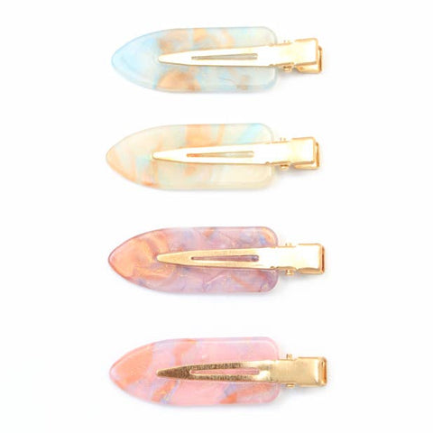 Creaseless setting clips in pastel shades