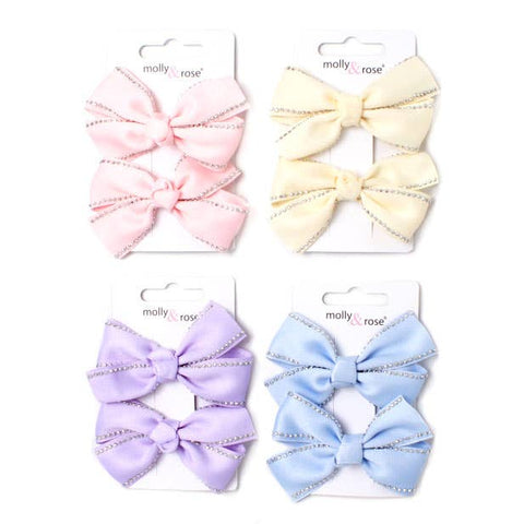 Card of 2 Pastel bow hair clips