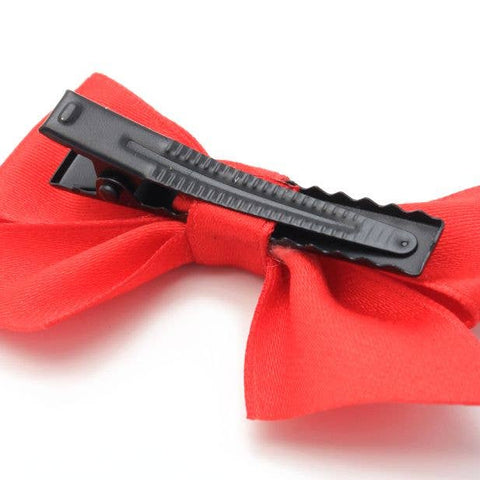 Card of 2 Satin Fabric Bow Clips 4.5cm
