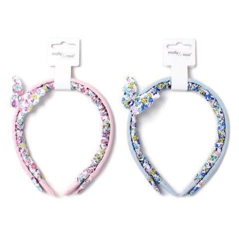 Card of 2 Floral fabric covered alicebands