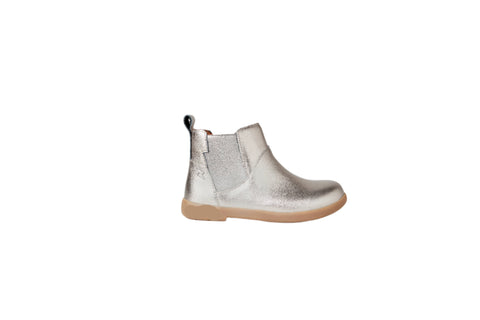 Zig and Star Rockit Boots - Silver Metallic Leather Boots for Kids