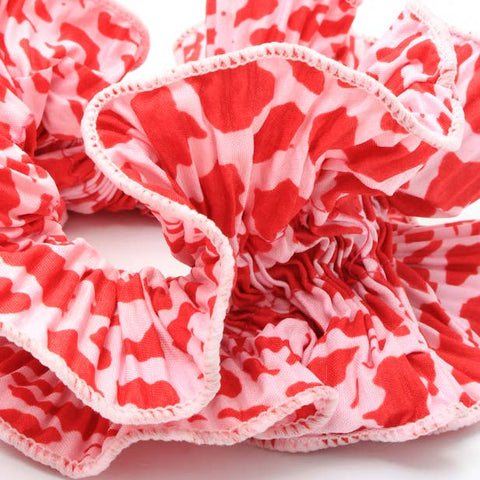 Extra Large, Double layered pink and red print scrunchie