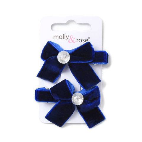 Card of 2 velvet bow hair clips 5cm