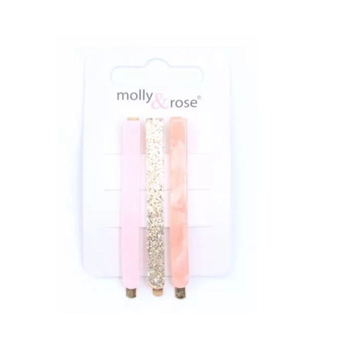 MOLLY & ROSE PASTEL HAIR SLIDES X 3 PACK