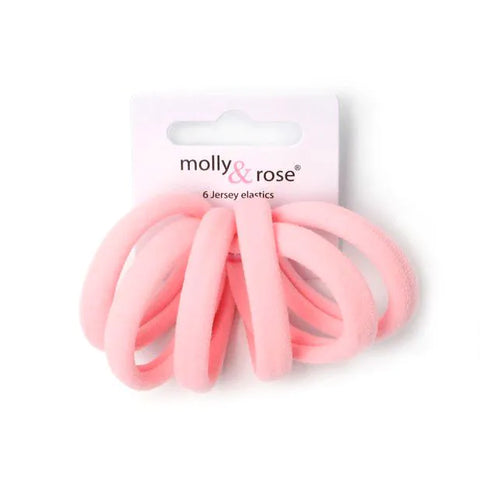 Elastics /  Card of 6 thick Pale Pink jersey fabric ponios
