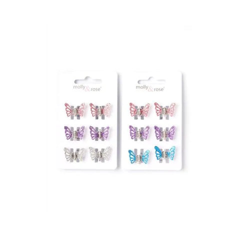 Mini clamps / 6pk Glitter butterflies