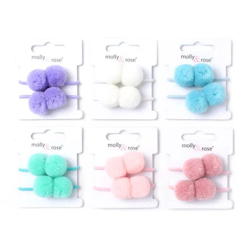 Elastics / Card of 2 pom pom bobble elastics
