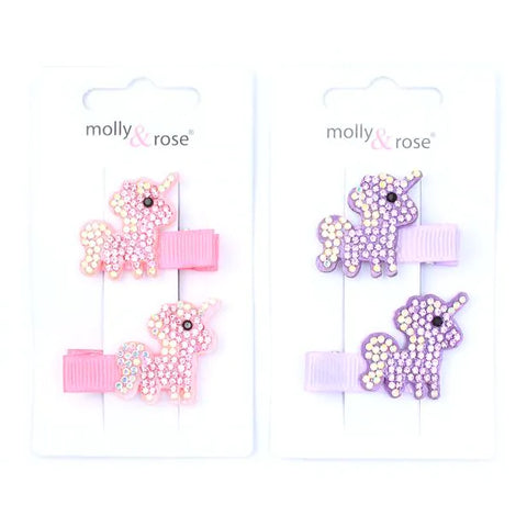Clips / Card of 2 Unicorn motif clips