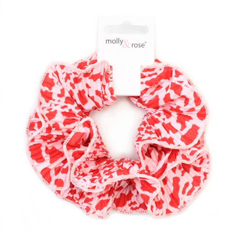 Extra Large, Double layered pink and red print scrunchie