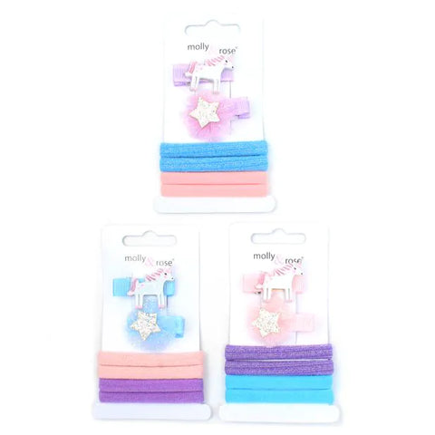 Unicorn Motif Clips & Jersey Elastics Se