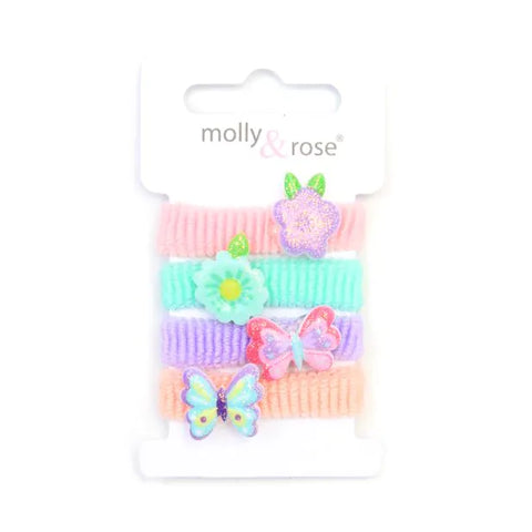 Elastics / Card of 4 butterfly motif ponios