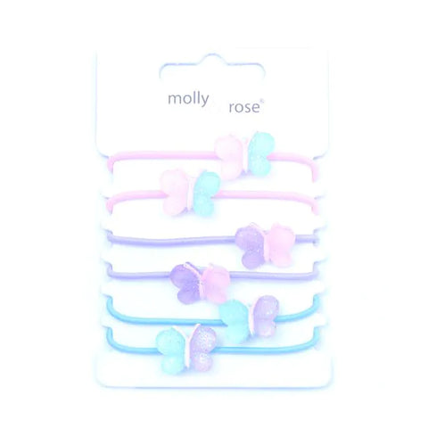 Elastics / Card of 6 Butterfly motif hair elastics