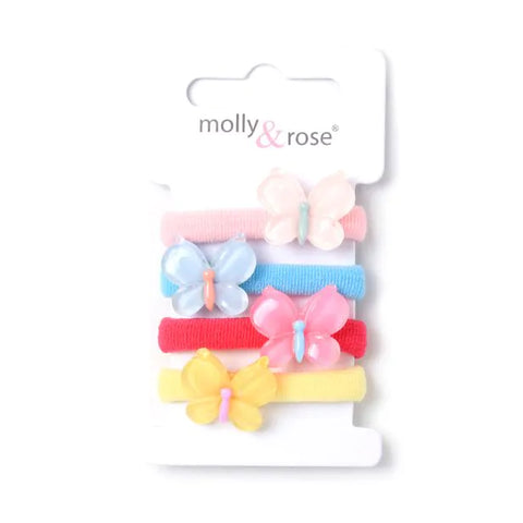 Jersey Elastics - Butterfly Motif - Card Of 4 - 7mm Thick