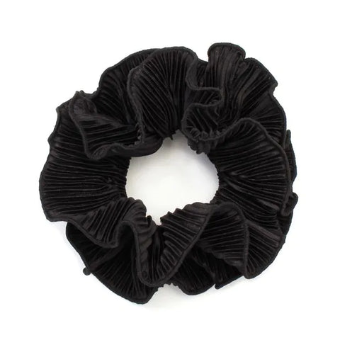 Molly & Rose Extra Large - Double Layered Black Ribbed Scrunchie.Dia.15cm