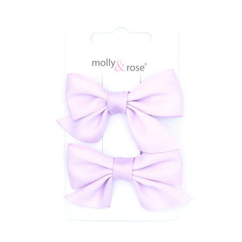 Card of 2 Satin Fabric Bow Clips 4.5cm