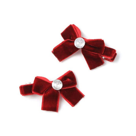 Card of 2 velvet bow hair clips 5cm