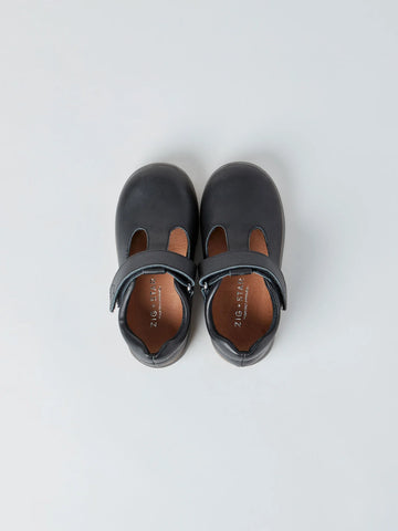 Zig + Star ASTRO INFANT KIDS' SCHOOL SHOES BLACK WITH BLACK SOLE