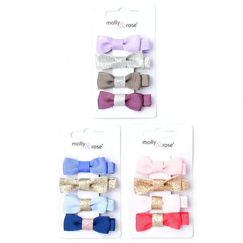 Clips / Card of 4 ribbon bow clips