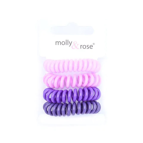 Hair Tie / 4 Telephone cord style elastics - Purples