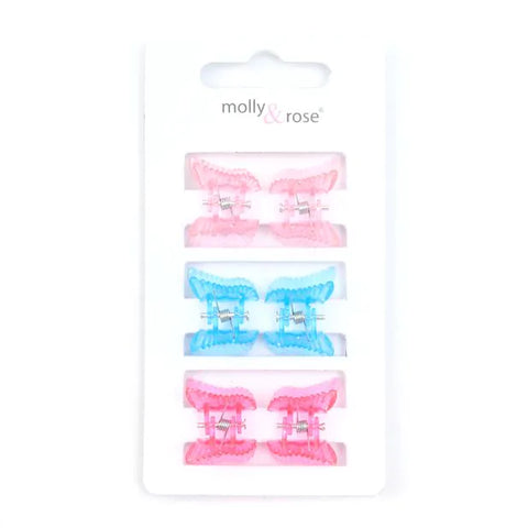 Clamp / Card of 6 coloured plastic butterfly mini clamps