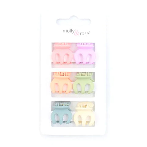 Mini clamps / Card of 6 pastel mini clamps 2cm