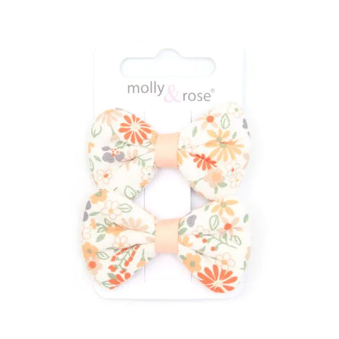 Card Of 2 Floral Bow Clips 3cm