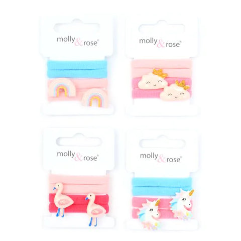 Elastics / Card of 4 motif and plain ponio elastics