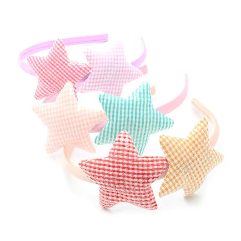 1cm Wide Gingham Star Motif Aliceband