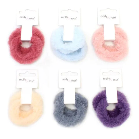 Elastics / 2pk Faux fur effect elastic scrunchies 4cm
