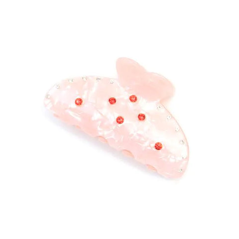 Molly & Rose Pink Pearlescent Clamp With Red Stones 9cm