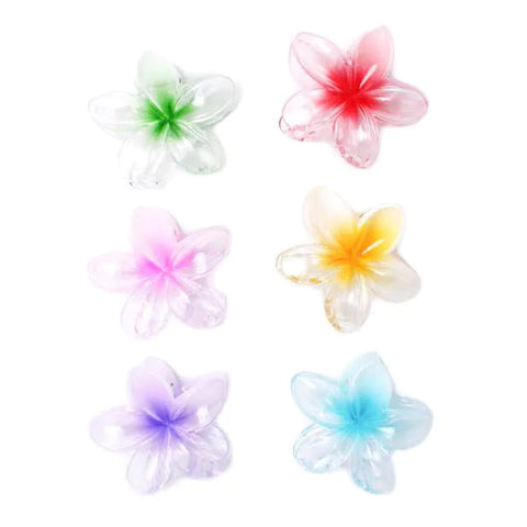 Molly & Rose Coloured Transparent Hibiscus Flower Clamp 8cm