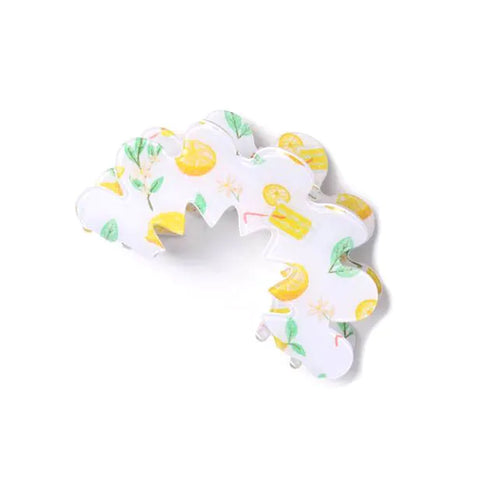 Molly & Rose Lemon Print Zigzag Clamp 8cm