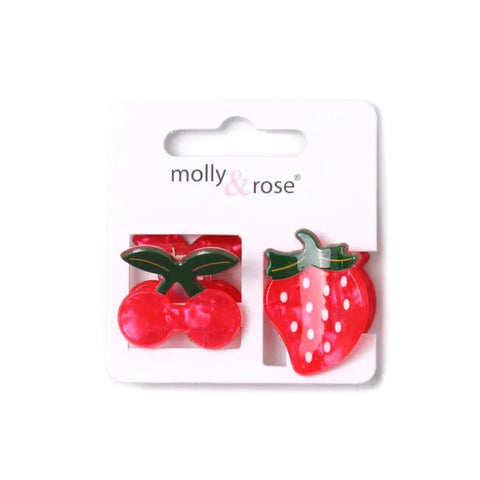 Molly & Rose Card Of 2 Fruit Shaped Mini Clamps 2.5cm