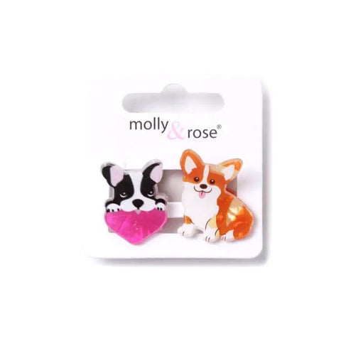 Card Of 2 Dog Shaped Mini Clamps 2cm